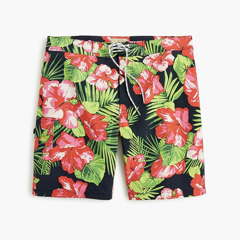 9" stretch board short/swim trunk floral
